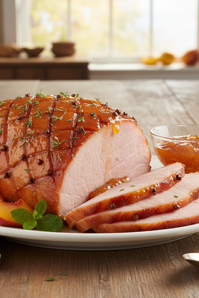 Peach Jam Glazed Ham