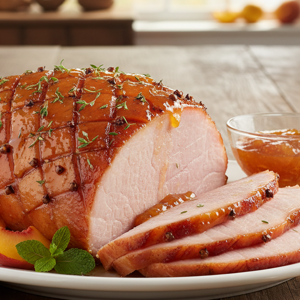 Peach Jam Glazed Ham